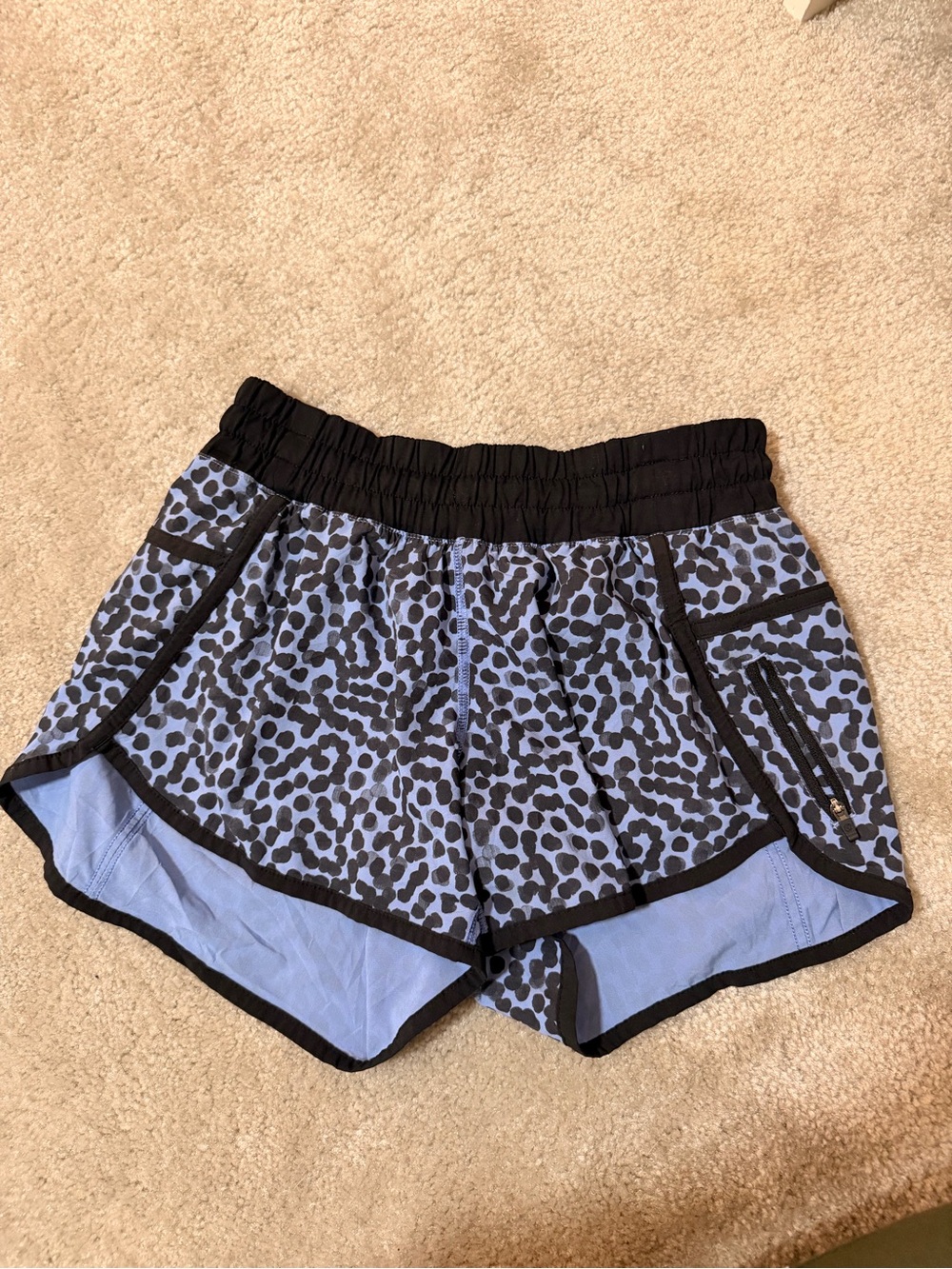 lululemon athletica Light Blue and Black Leopard Print Athletic Shorts